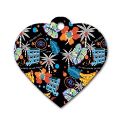 Design Print Pattern Colorful Dog Tag Heart (one Side) by Ravend