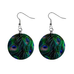 Beautiful Peacock Feathers Mini Button Earrings by Ravend