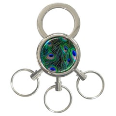 Beautiful Peacock Feathers 3-ring Key Chain by Ravend