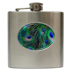 Beautiful Peacock Feathers Hip Flask (6 Oz) by Ravend