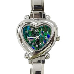 Beautiful Peacock Feathers Heart Italian Charm Watch by Ravend