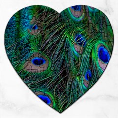 Beautiful Peacock Feathers Jigsaw Puzzle (heart) by Ravend