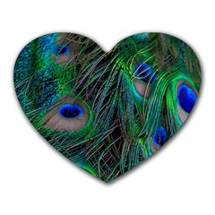 Beautiful Peacock Feathers Heart Mousepads by Ravend