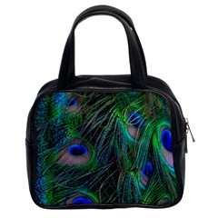 Beautiful Peacock Feathers Classic Handbag (two Sides) by Ravend