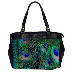 Beautiful Peacock Feathers Oversize Office Handbag (2 Sides) by Ravend