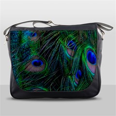 Beautiful Peacock Feathers Messenger Bag by Ravend