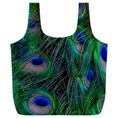 Beautiful Peacock Feathers Full Print Recycle Bag (xxxl) by Ravend