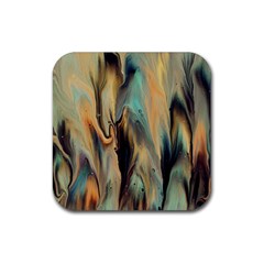 Abstract Painting In Colored Paints Rubber Coaster (square) by Ravend