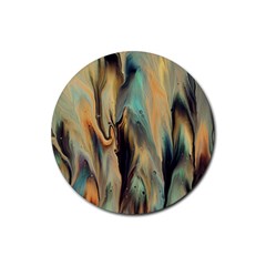 Abstract Painting In Colored Paints Rubber Coaster (round) by Ravend