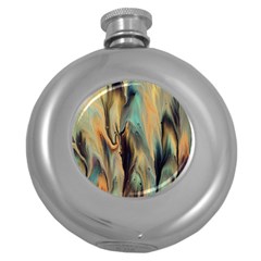 Abstract Painting In Colored Paints Round Hip Flask (5 Oz) by Ravend