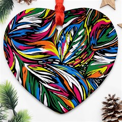 Tropical Monstera Pattern Leaf Ornament (heart) by Ravend