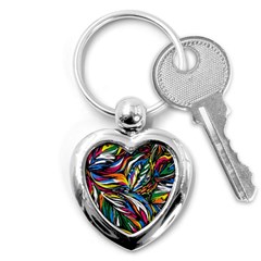 Tropical Monstera Pattern Leaf Key Chain (heart) by Ravend