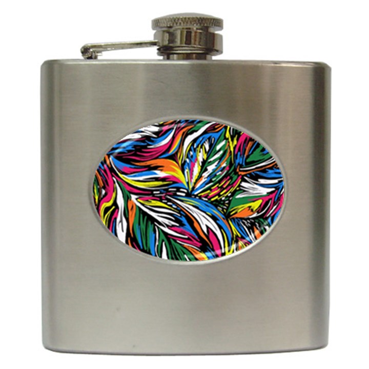 Tropical Monstera Pattern Leaf Hip Flask (6 oz)