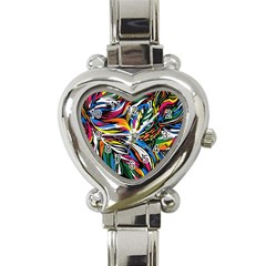 Tropical Monstera Pattern Leaf Heart Italian Charm Watch by Ravend