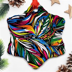 Tropical Monstera Pattern Leaf Ornament (snowflake) by Ravend