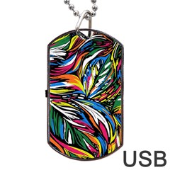 Tropical Monstera Pattern Leaf Dog Tag Usb Flash (two Sides) by Ravend