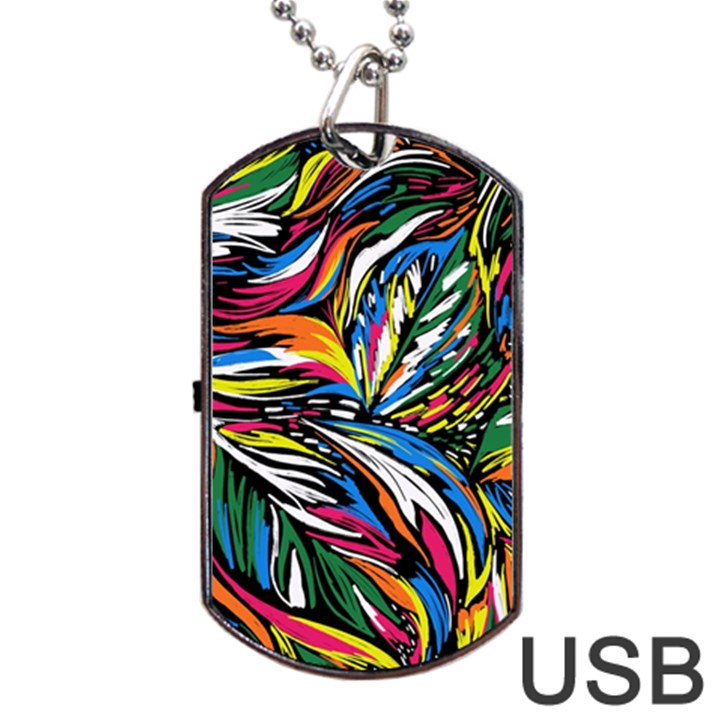 Tropical Monstera Pattern Leaf Dog Tag USB Flash (Two Sides)