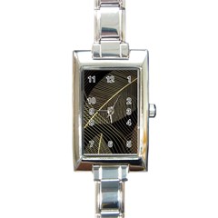 Leaves Nature Art Design Pattern Rectangle Italian Charm Watch by Ravend