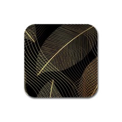 Leaves Nature Art Design Pattern Rubber Square Coaster (4 Pack) by Ravend