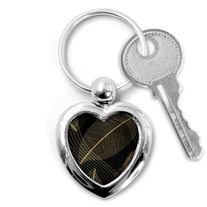 Leaves Nature Art Design Pattern Key Chain (Heart)