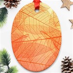 Orange Leaf Texture Pattern Ornament (Oval) Front