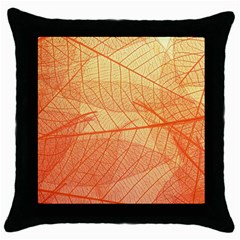 Orange Leaf Texture Pattern Throw Pillow Case (Black)