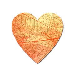 Orange Leaf Texture Pattern Heart Magnet