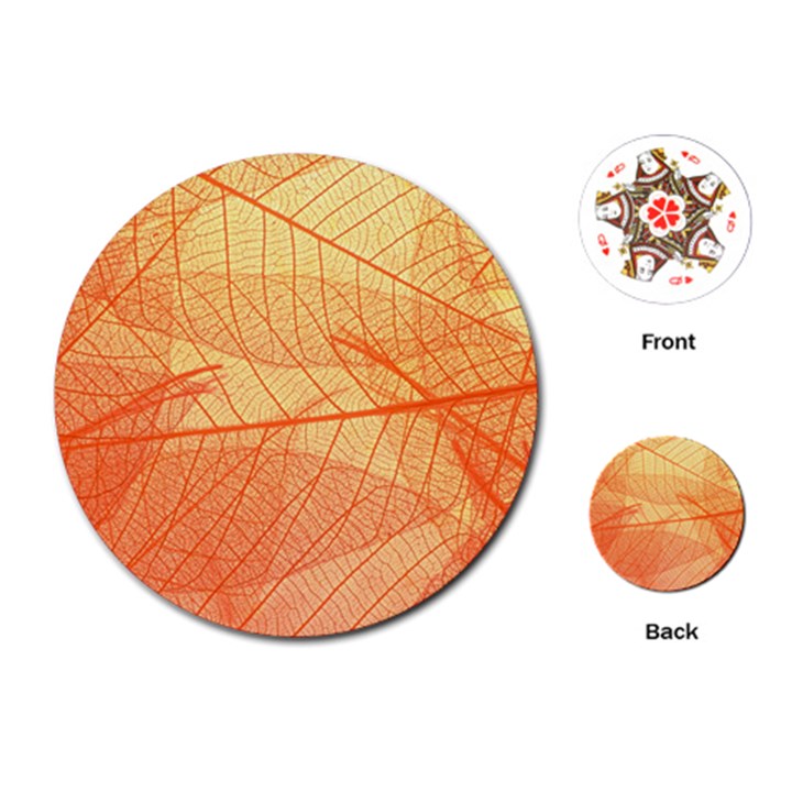 Orange Leaf Texture Pattern Playing Cards Single Design (Round)