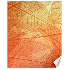 Orange Leaf Texture Pattern Canvas 11  x 14 