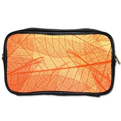 Orange Leaf Texture Pattern Toiletries Bag (One Side)