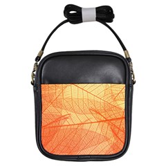 Orange Leaf Texture Pattern Girls Sling Bag