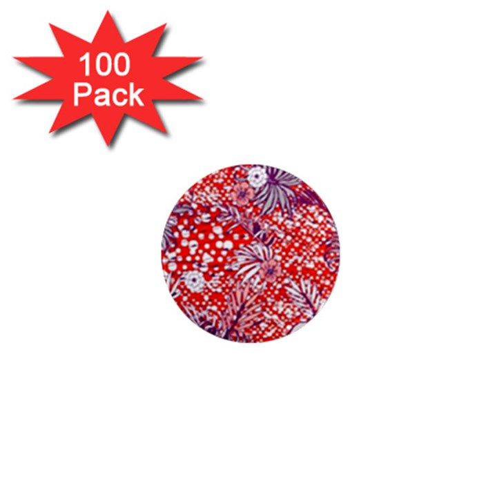 Leaf Red Point Flower White 1  Mini Magnets (100 pack) 