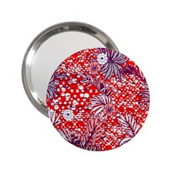 Leaf Red Point Flower White 2 25  Handbag Mirrors by Ravend