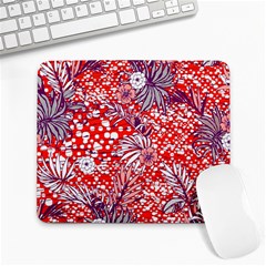 Leaf Red Point Flower White Large Mousepads by Ravend