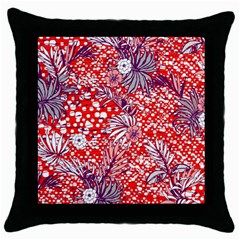 Leaf Red Point Flower White Throw Pillow Case (black) by Ravend