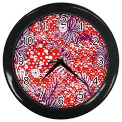 Leaf Red Point Flower White Wall Clock (black) by Ravend