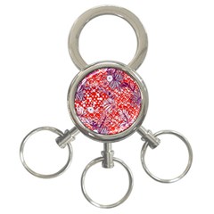 Leaf Red Point Flower White 3-ring Key Chain by Ravend