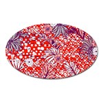 Leaf Red Point Flower White Oval Magnet Front