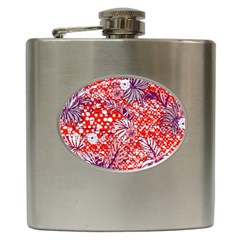 Leaf Red Point Flower White Hip Flask (6 Oz) by Ravend