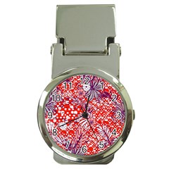 Leaf Red Point Flower White Money Clip Watches by Ravend