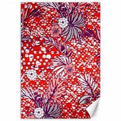 Leaf Red Point Flower White Canvas 12  X 18  by Ravend