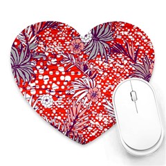 Leaf Red Point Flower White Heart Mousepads by Ravend