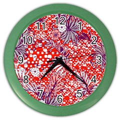 Leaf Red Point Flower White Color Wall Clock by Ravend