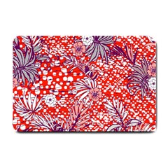 Leaf Red Point Flower White Small Doormat  by Ravend