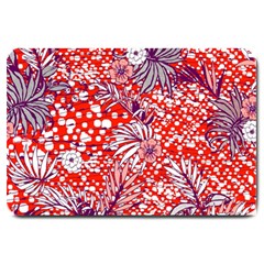 Leaf Red Point Flower White Large Doormat  by Ravend