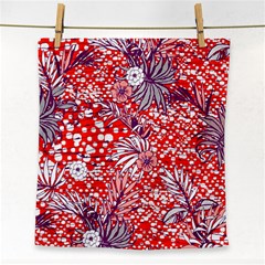 Leaf Red Point Flower White Face Towel by Ravend