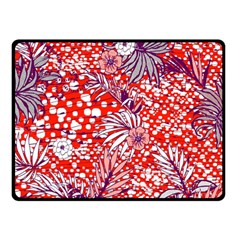 Leaf Red Point Flower White Fleece Blanket (small) by Ravend