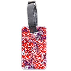 Leaf Red Point Flower White Luggage Tag (two Sides) by Ravend