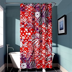 Leaf Red Point Flower White Shower Curtain 36  X 72  (stall)  by Ravend