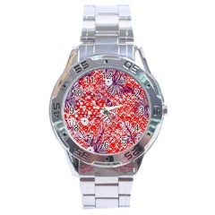 Leaf Red Point Flower White Stainless Steel Analogue Watch by Ravend